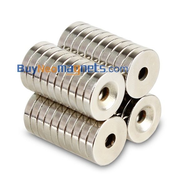 20pcs 15 milímetros x 3 milímetros (1/5" X 2/5") com Escareado 4 milímetros furo N38 Strong Rare Earth imãs de neodímio