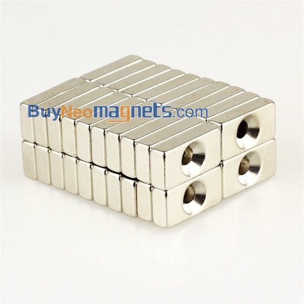 10جهاز كمبيوتر شخصى 20mm خ خ 10mm خ 5mm سميكة مع 2 الثقوب 5MM N35 بلوك قوي النادرة النيوديميوم مغناطيس غاطسة