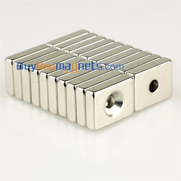 10와 20mm X 15mm X 5mm 두께 개 2 구멍 N35 강한 블록 카운터 싱크 희토류 네오디뮴 자석을 5mm 정도