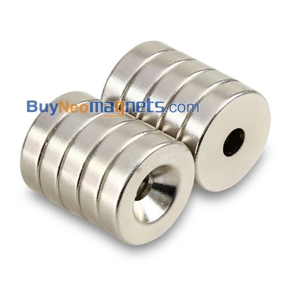 10pcs 20mm x 5mm met verzonken gat 5mm N38 Sterke ronde schijf Rare Earth Neodymium magneten