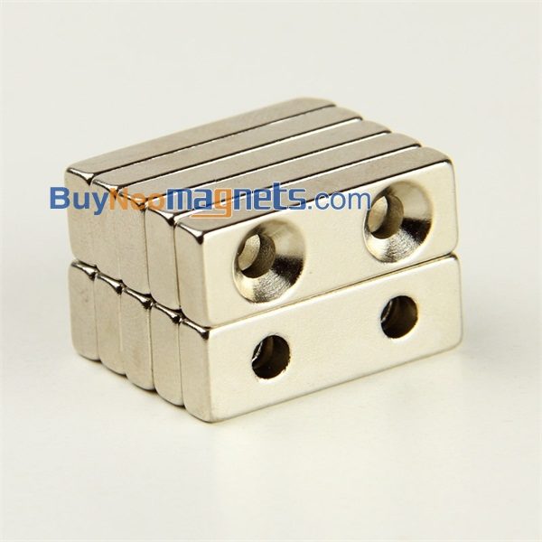 2جهاز كمبيوتر شخصى 30 مم × 10 مم × 5 مم سميكة مع 2 ثقوب 4mm N35 كتلة قوية غاطسة النادرة مغناطيس نيوديميوم الأرض
