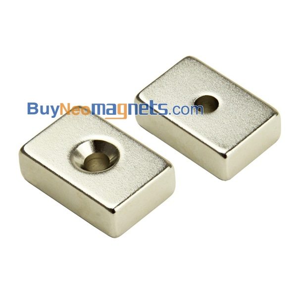 2pcs 30mm x 20 mm x 10 mm d'épaisseur avec trou de 5 mm de terre rare de néodyme N35 forte Bloc fraisée Aimant