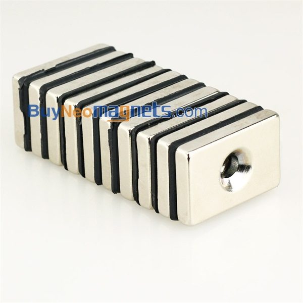 2Stück 30mm x 20mm x 5mm dick mit Loch 5mm N35 Strong Block-Vorlege Seltener Erden Neodym-Magnete