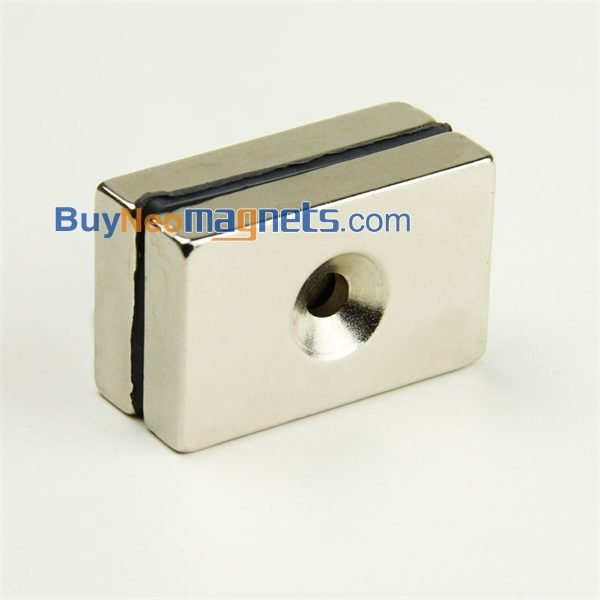 2PC de 40 mm x 25 mm x 8 mm de espesor con bloque avellanada agujero del anillo de 5 mm N35 neodimio imanes fuertes