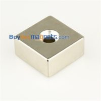 1PCS 40ミリメートルX 40ミリメートルX 20ミリメートルホール8ミリメートルN35超強力皿希土類ネオジム磁石を有する厚いです