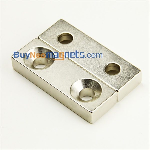 60mm x 20mm x 10mm thick with 2 Holes 5mm Countersunk N35 Super Strong Neodymium Block Magnets