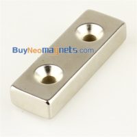 60ミリメートル×20ミリメートルX厚さ8mmと 2 穴8ミリメートルN35スーパーストロングブロックレアアースネオジム磁石