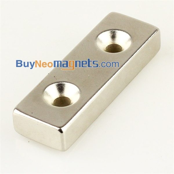 60mm x 20mm x 8mm thick with 2 Holes 8mm N35 Super Strong Block Rare Earth Neodymium Magnets