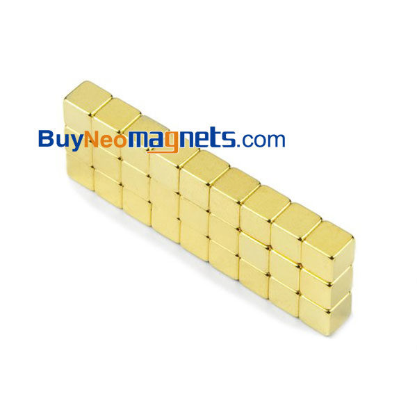 50개 5mm X 5mm X 5mm 두께 N35 강력한 블록 큐브 작은 골드 도금 네오디뮴 자석