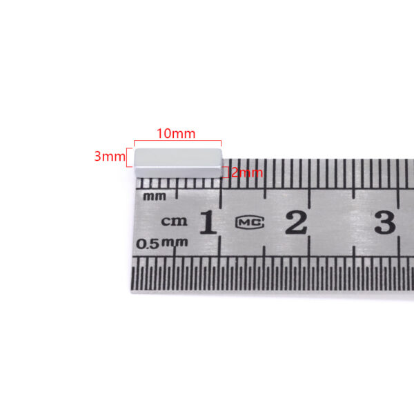 10x3x2のmm厚ネオジム磁石ブロックN35強力な強力なレア・アースマグネット長方形小型の磁気ブロックローズ販売 - 画像 2