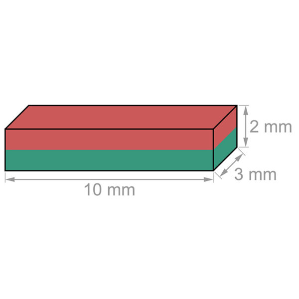 10x3x2のmm厚ネオジム磁石ブロックN35強力な強力なレア・アースマグネット長方形小型の磁気ブロックローズ販売 - 画像 3