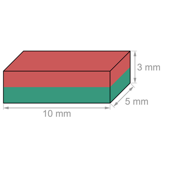 10mm x 5mm x 3mm thick Rare Earth Block Magnet N35 Super Strong Powerful 10x5x3mm Neodymium Rectangular Magnets - صورة 2