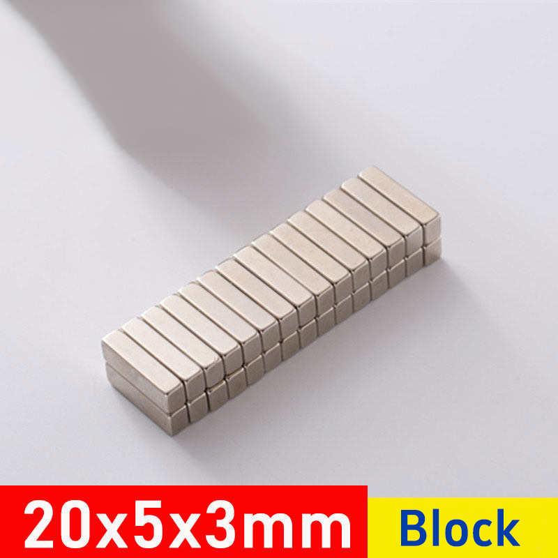20mm x 5mm x 3mm Thick Neodymium Block Magnet N35 Super Strong 20x5x3mm Rare Earth Rectangle Magnets (20 팩) - 영상 2