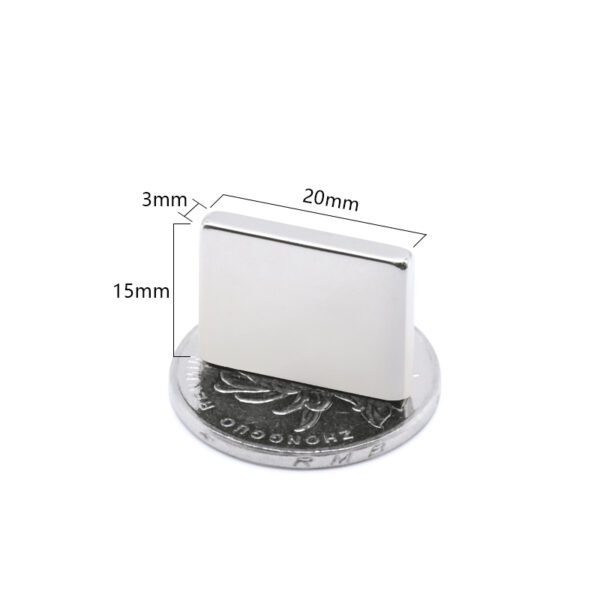 20mm x 15mm x 3mm Thick Neodymium Block Magnets N35 Strong Cuboid 20x15x3mm Rare Earth Rectangular Magnets Sale - Изображение 2