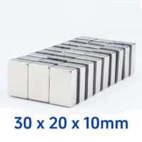 Alternative view of 30mm x 20mm x 10mm Thick N35 Super Strong Rare Earth Neodymium Block Magnet 30x20x10mm Rectangular Magnet Sale (1 Pack)