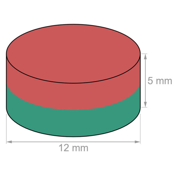 12mm dia x 5 mm tjocka N35 Super Strong Round Disc Rare Earth Neodymium Magnets (20 Packa) - Bild 2