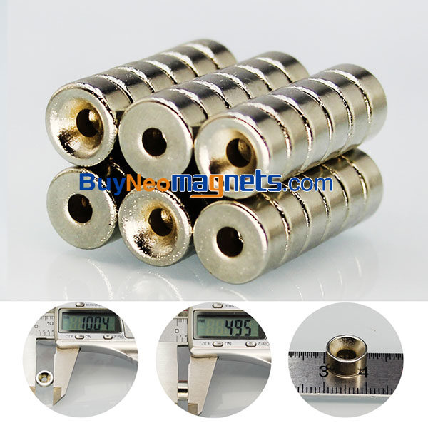 20PC de 10 mm x 5 mm de espesor con avellanada agujero de 4 mm N42 Strong de disco del anillo de tierras raras de neodimio Imanes