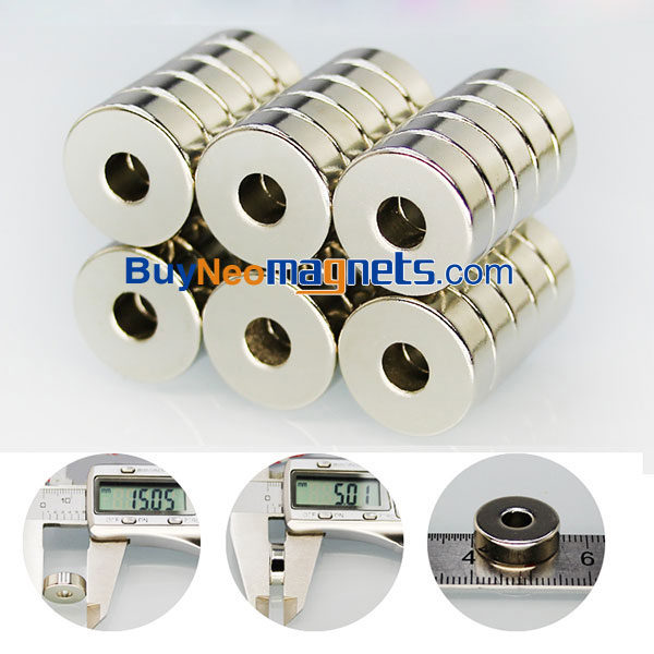 10pcs 15mm od x 5 mm x 5 mm d'épaisseur id Rare Earth N35 Néodyme anneau Vente Aimants