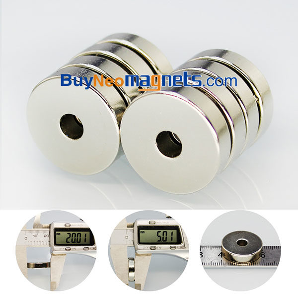 2st 20mm od x 5 mm id x 5mm tjock Rare Earth N35 Neodymium ring Magneter Kylskåp