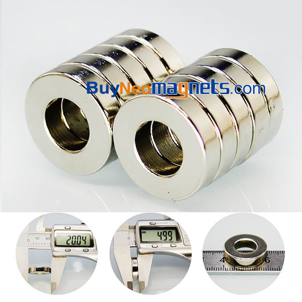 5stk 20 mm od x 10 mm id x 5 mm tykk N35 neodym ringmagneter Virkelig sterke magneter