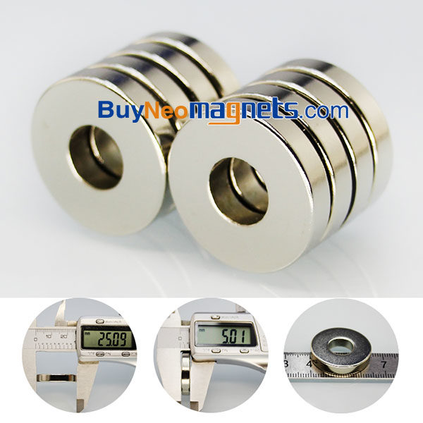5개 25mm 외경 10mm X의 ID에 강한 공예 X 5mm 두께 N35 네오디뮴 링 자석