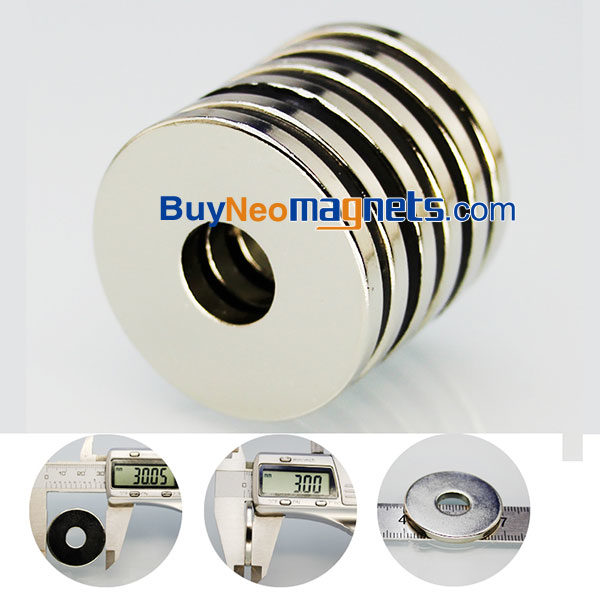 5stk 30 mm od x 10 mm id x 3 mm tykk N35 neodym ringmagneter for håndverk Sterk