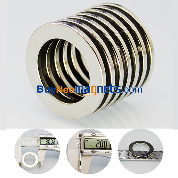 30mm OD x 20 mm ID x 2 mm dikke neodymiumringmagneten N35 Strong zeldzame aardcirculaire magneetdonut voor ambachten - Afbeelding 2