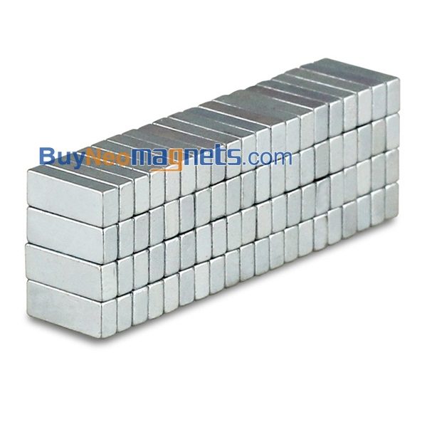 Aimant rectangulaire Bloc 5 x 5 x 3mm Néodyme N52, Nickelé - force 1,5 kg