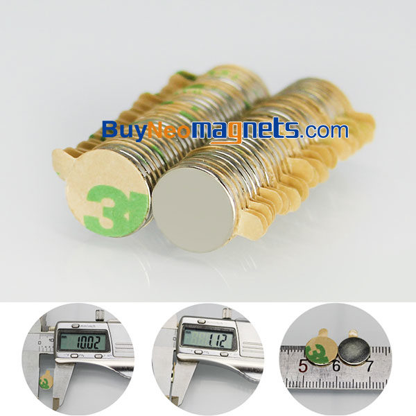 20stk Lim 10mm dia x 1mm N42 Neodymium Magnet Rare Earth Disc Magnet m/ 3M Lim på N eller S