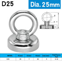 Alternative view of Dia. 25mm Eyebolt Ring Magnet Salvage Tool Neodymium Hook Magnet Rare Earth Pot magnet with eyelet (2 Pack)