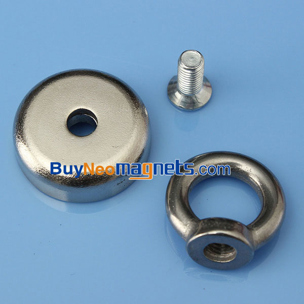 2قطعة 25X30 مللي متر Eyebolt Ring المغناطيس أداة إنقاذ مغناطيس نيوديميوم وعاء مغناطيس مع العيينة - صورة 3