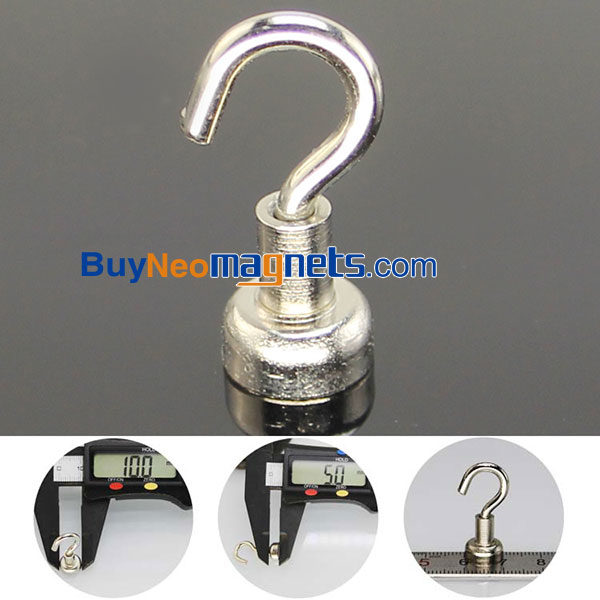 10pcs 10mm dia Neodymium Clamping Magneet met M4 Haak Pot magneet met haak