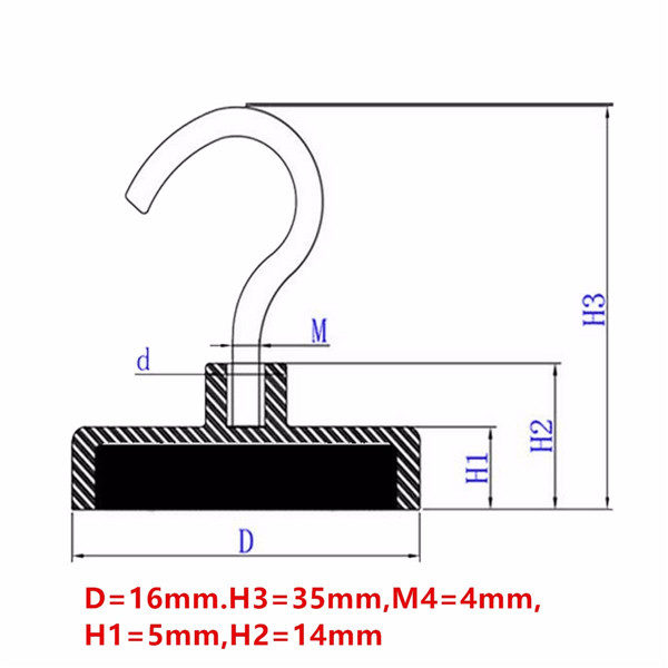 10PCS N35磁気フック16x35mm強いフックポットマグネットネオジム磁石のサルベージツール - 画像 2