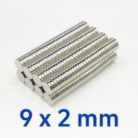 Alternative view of 9mm x 2mm Neodymium Disc Magnets N35 Powerful Round Rare Earth Flat Magnet 9x2mm Fridge Magnets