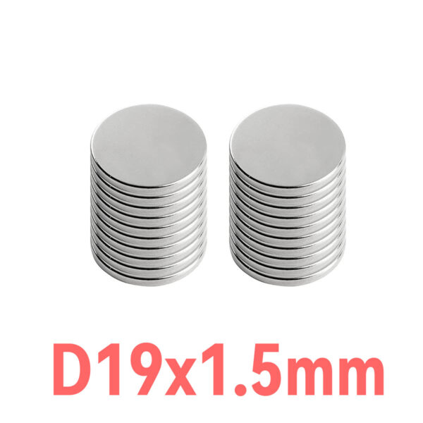19mm dia x 1,5 mm tyk N35 runde neodym-skivemagneter Stærke sjældne jordarters runde magneter (20 Pakke)