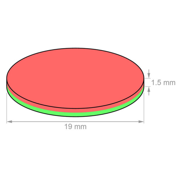 19mm dia x 1,5 mm tyk N35 runde neodym-skivemagneter Stærke sjældne jordarters runde magneter (20 Pakke) - Billede 3