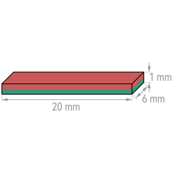 20mm x 6 mm x 1 mm dik Neodymium blokmagneten N35 Platte zeldzame-aarde rechthoekige magneten 20x6x1mm - Afbeelding 2