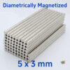 5 x 3mm diametrically magnetized disc magnet