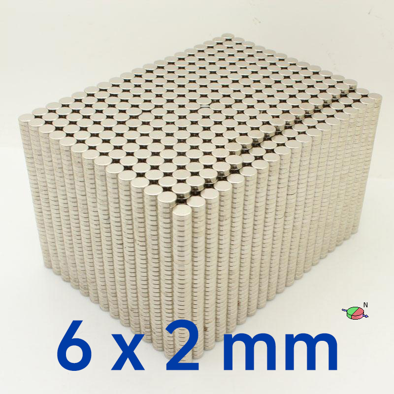 6Ímã de disco diametralmente magnetizado mm x 2 mm Ímãs redondos de neodímio N35 Ímãs radiais de terras raras