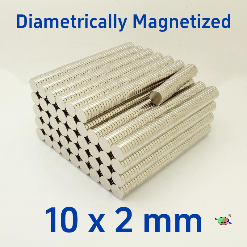 10mm x 2mm Diametrically Magnetized Disc Magnet Neodymium Round Magnets N35 Rare Earth Radial Magnets (50 Pack) - Image 3