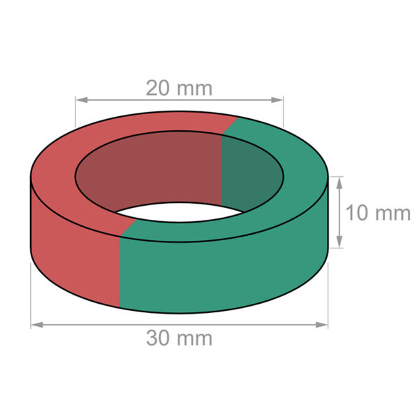 30mm od x 20mm id x 10mm de espessura Ímãs de anel diametralmente magnetizados N52 Ímãs de anel de neodímio fortes (2 Pacote) - Imagem 2
