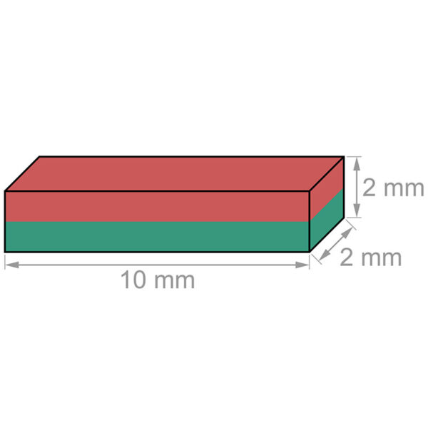 10x2x2 mm dikke Neodymium blokmagneet N42 Krachtige zeldzame aarde rechthoekige magneten Sterke magnetische blokken Verkoop - Afbeelding 2