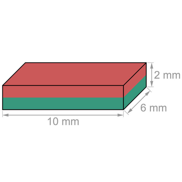 10mmx6mmx2mm Neodymium Block Magnet N35 Super Strong 10x6x2mm Rare Earth Rectangular Magnets (50 علية) - صورة 2