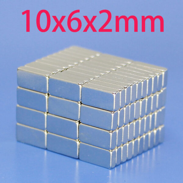 10mmx6mmx2mm Neodymium Block Magnet N35 Super Strong 10x6x2mm Rare Earth Rectangular Magnets (50 علية)