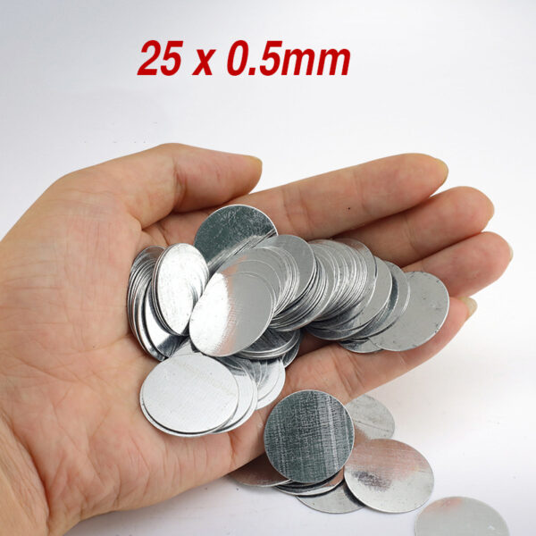 25mm x 0,5 mm Liten stålskiva, Tomma metallslagplåtar