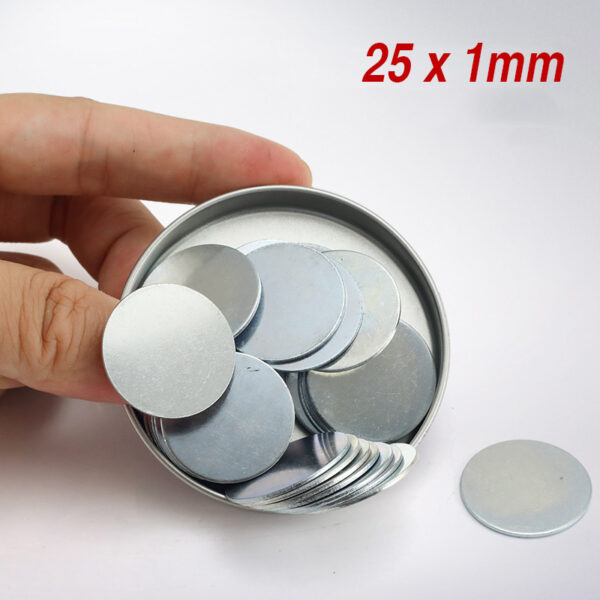 25mm x 1mm Liten stålskiva, Tomma metallslagplåtar