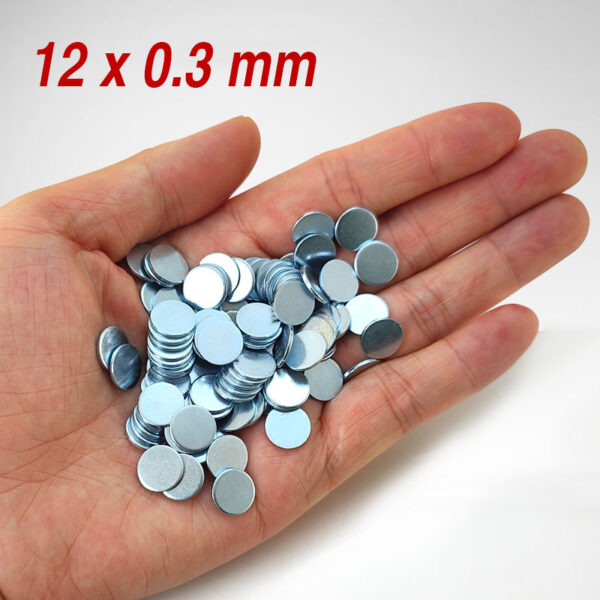 12mm x 0,3 mm Liten stålskiva, Tomma metallslagplåtar