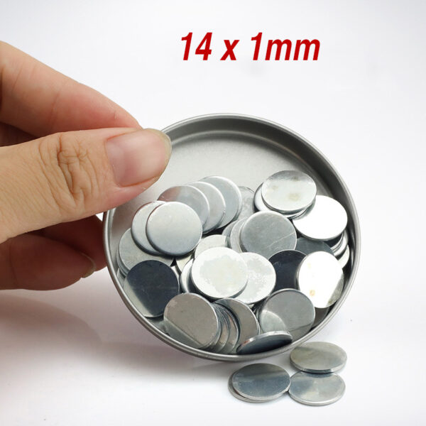 14mm x 1mm Liten stålskiva, Tomma metallslagplåtar