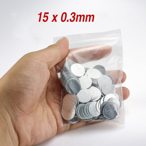 15mm x 0,3 mm Liten stålskive, Blanke metallslagplater