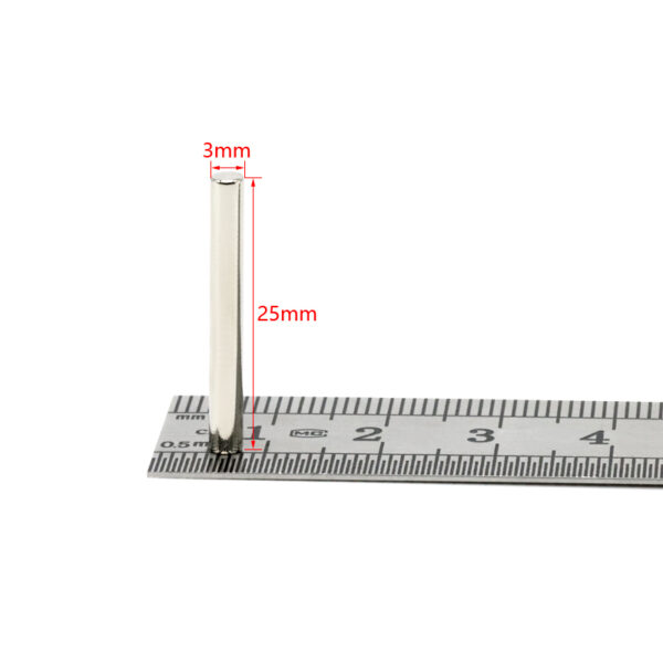 3mm dia x 25mm thick Neodymium Cylinder Magnets N42 Strong 3x25mm Rare Earth Rod Magnet for Crafts